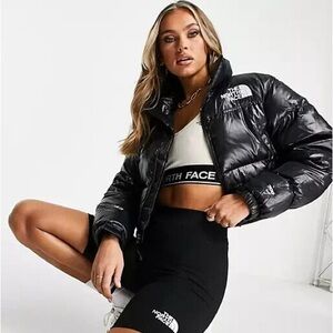 North face nuptse crop puffer